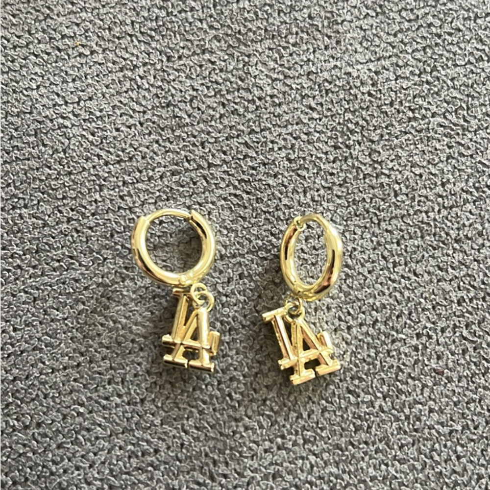 Gold LA Dodgers Huggie Earrings